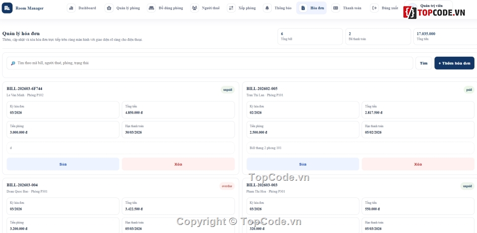 Website quản lý,quản lý phòng,quản lý phòng trọ